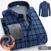 Camisas casuais masculinas 2024 outono/inverno moda manga longa camisa xadrez velo e grosso quente de alta qualidade tamanho grande