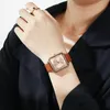 Женские часы высококлассные модные легкие легкие роскошные квадратные досуга Кварцевый ремень Водонепроницаемые часы e4 e4