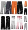 Men's Pants Mens Jeans Galleries Sweat Depts Speckled Letter Print Womens Couple Loose Versatile Casual Straight Graffiti Orange Gray Red PHXI