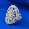 Cluster Rings 925 Silver Luxury Ring Heavy Industry Handmade Women's Wholesale