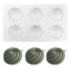 Backformen 6 Hohlräume Spiralkugel Silikon-Kuchenform für Kekse, die handgemachte 3D-Chiffon-Desserts-Werkzeuge zum Dekorieren von Mousse-Form herstellen