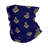 Lenços Freemason Padrão Ouro Azul Quadrado e Bússola Masonic Bandana Pescoço Gaiter Impresso Envoltório Máscara Cachecol Quente Ciclismo