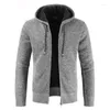 Pulls pour hommes 2024 hiver peluche épaissie cardigan pull avec col de chapeau tricots grande mode manteau décontracté