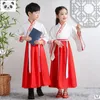 Сценическая одежда Ханфу Традиционное китайское платье для мальчиков и девочек Школьная одежда Стиль Древние детские выступления Студенты Красные Современные дети