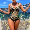 Damskie stroje kąpielowe Summer Sexy Print Jednostożowiony strój kąpielowy zamknięty damski strój kąpielowy Push Up Swimsuit Women Swimsuit plaża basenowa basen J240131