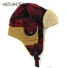 hatlanderoutdoor hearflap bomber hats for men for sick rossian ushanka aviator trooper snow ski fleece winterhat cap t258o