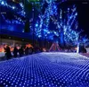 ストリングリードネットカーテンメッシュフェアリーストリングライトクリスマス1.5x1.5m EU 220Vパーティーウェディングイヤーガーランドアウトドアガーデンデコレーション