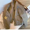 Deeptown Vintage Short Suede Jacket Women Star Y2K Streetwear Korean Fashion Autumn Winter Racing Coat Oversize Designer kläder 240124