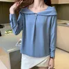 Bluzki damskie jesienne bluzka z długim rękawem Blusas Mujer de Moda 2024 Slash Szyf Chifon Koszulka Topy Blusa D657