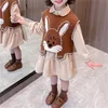 Robes d'hiver pour filles de 1, 2, 3, 4 et 5 ans, costume de princesse à manches longues, gilet de poupée, tenues 2 pièces