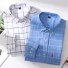 Camicie casual da uomo Camicia a maniche lunghe da uomo in puro cotone scozzese a righe Oxford da lavoro di alta qualità