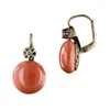Kolczyki Dangle Vintage Drop Orange Stone Wedding Biżuteria Crystal Kolor koralowa Oświadczenie dla kobiet Girl Difts