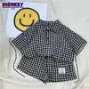 Clothing Sets Children Boys Spring Summer Suit 2024 Short Sleeve Plaid Shirt And Shorts Handsome Cool Casual Two Piece