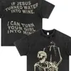 Men's T Shirts Worn And Washed Short Sleeved Heavy Cotton Dark Skull American Style Small Neckline Loose Casual T-shirt