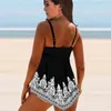 Women's Swimwear 2024 Sexy Loose Printing Tankini Female Swimsuit Two Piece Bikini Set Women Summer Monokini Bathing Suits