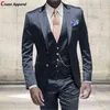 Costumes pour hommes sur mesure de luxe brillant argent hommes ensemble coupe ajustée homme marié robe de mariée smoking 2024 menthe Blazer gilet pantalon