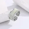 Pierścienie klastra Vintage 925 Sterling Silver White Wave Pinting Pierścień Regulowany dla kobiet Wedding Luksusowa marka biżuterii Prezent