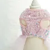 Dog Apparel Summer Dress Cute Tutu Tulle Skirt Birthday Wedding Costume Bling Sequins Bowknot Pet Princess For Small Dogs Puppy