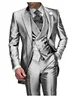 Темно-серый мужской костюм с остроконечными лацканами, 3 предмета, 1 пуговица, смокинги для жениха, свадебный костюм для мужчин, комплект на заказ, куртка, брюки, жилет 240125