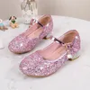 Zapatos de princesa para niñas, calzado de fiesta para niñas, zapatos individuales de fondo suave para niños, calzado de rendimiento con diamantes de imitación 240131