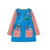 Mädchen Kleider Little Maven 2024 Baby Mädchen Blau Casual Kleidung Herbst Baumwolle Tasche Kleid Schöne Für Kinder Komfort Kleider