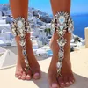 Vender 2020, cadena para pierna Sexy para mujer, tobillera de cristal de Color bohemio, pulsera de tobillo para mujer, sandalias descalzas para boda, joyería para pies de playa 245C