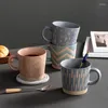 Tasses Tasse en céramique rétro Couple tasse d'eau nordique Drinkware thé cafés cadeau personnalisé tasses de petit déjeuner pour café expresso cadeaux