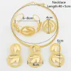 YM Gold Color Jewelry Set For Women Dubai African Wedding Bridal Necklace Copper Earrings Adjustable Ring Ethiopia Flower Bangle 240118