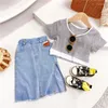 Clothing Sets Summer Girls Clothes Set Teen Girl Skirt Short-sleeved T-shirt Two-piece Children's Baby Suit Split 3-14Y