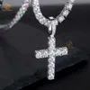 Atacado 5mm d vvs moissanite diamante cruz pingente 925 prata esterlina jesus cruz para colar masculino feminino jóias finas charme