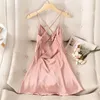 Women's Sleepwear Sexy Chemise Nightgown Summer Women Sleepdress Satin Strap Nightwear Nighty Gown Lounge Wear Dress Lingerie