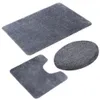 Ensemble de trois pièces de toilettes de salle de bain de style européen, tapis, siège de toilette, tapis de sol antidérapant, tapis absorbant en forme de U en fibre ultra-fine de couleur unie