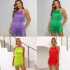 Grundlegende Freizeitkleider Giyu Sexy Quasten-Bodysuit, Neckholder-Overalls, Damenbekleidung, rückenfrei, Krawatte, Tanzen, Strand-Outfits, Club-Party, Strampler, Sommer-Overalls J240130