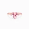 Anéis de cluster luxo 925 prata solitaire feminino coração em forma de anel de noivado rosa zircônia cúbica proposta como um presente para namorada
