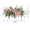 Custom 100CM Suspended Ceiling Hanging Flower Row Arrangement Wedding decor Hang Pink Rose Peony Green Plant Floral Party Props 240127