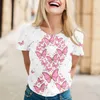 Women's T Shirts T-shirt Loose T-shirts Breast Cancer Day Tee-shirt Short-sleeved Butterfly High-Quality O-neck Tops Summer Y2k Camiseta