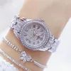 Diamond Women Watch Rhinestone Ladies Silver Armband Watches Clock Wristwatch rostfritt stål smycken233j