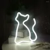 Luces nocturnas Letrero de luz de neón para gato Figura de animal LED Lámpara de modelado Adornos de decoración para habitación Tienda de mascotas Fiesta Vacaciones USB y con batería