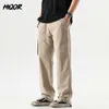 Hiqor marca dos homens calças retas primavera verão algodão solto calças balck homem casual perna larga streetwear plus size S-4XL 240124