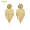 Boucles d'oreilles pendantes SUNNESA doré luxe gland Long cuivre plaqué Dubai mariage Patry bijoux coloré Zircon africain pour les femmes