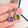 Dangle Earrings Delicate Natural Purple Zircon Green Asymmetrical Stylish 925 Silver Jewelry Elegant Party Women's