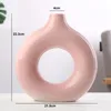 Nordic Vaas Ronde Holle Keramische Donuts Bloempot Thuis Woonkamer Decoratie Accessoires Interieur Kantoor Desktop Decor Gift 240127