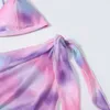 Women's Swimwear 2022 New Sexy Three Pieces Bikini Set Tie-Dye Swimwear Women Swimsuit Female Bikini With Sarong Bathing Suit Beachwear Swim Lady J240131