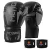 1 Pair Boxing Gloves Muay Thai MMA Punching Training Bag Gloves Adjustable Handwraps Sports Mittens with Wrist Support Straps 240122