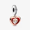 Charms 925 Sterling Silver Two-tone Radiant Heart Dangle Charms Fit Original European Charm Bracelet Fashion Women Wedding Engagem202c