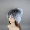 Thick Warm Russian Ladies Winter Womens Knitted Hats Real Natural Fox Fur Warm Windproof Hat Mongolia Cap Fox Fur Beanies 240131