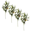 Decorative Flowers 4pcs Artificial Plant Decors Desktop Plastic Plants Olive Branches With