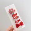 Acessórios para o cabelo 5/3 pçs/set crianças conjunto clipe cabeça do bebê flor tecido arco barrettes clipes menina elástico bandana cocar presente