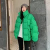 Women's Trench Coats 2024 Winter Women Parkas Green Knitted Thick Warm Down Cotton Coat Female Stand Collar Puffer Jacket Oversized Casual