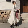 Casual Dresses Loose Oversized Dress Korean Fashion Women Autumn Long Sleeve Dot Print Maxi Ladies Tunic Ruffles